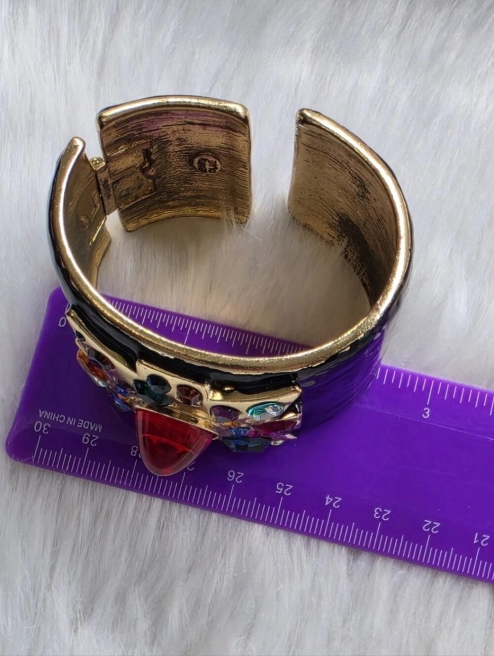 Vintage Kenneth Jay Lane KJL Maltese Cross Bracelet Signed Cuff Bullet Cabochon - Picture 16 of 16